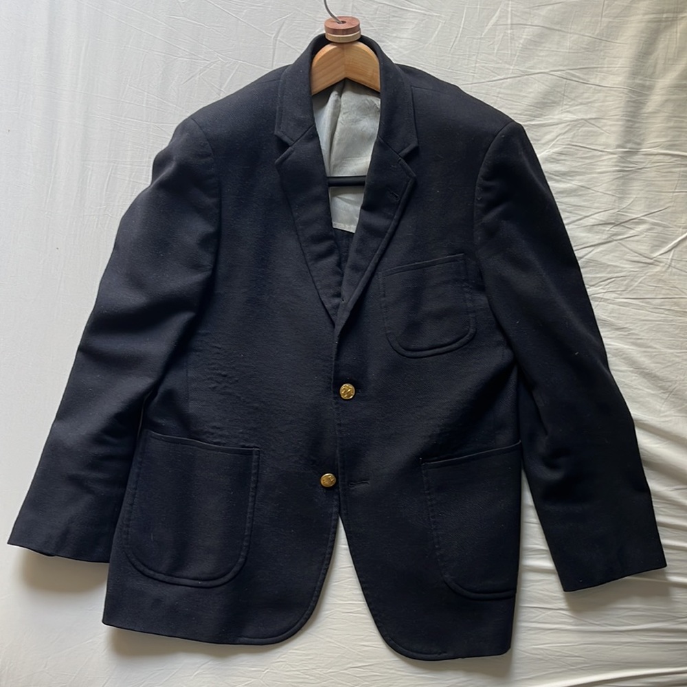 SOLD – Classic Navy Brooks Brothers Blazer with Brass Buttons and Patch Pockets